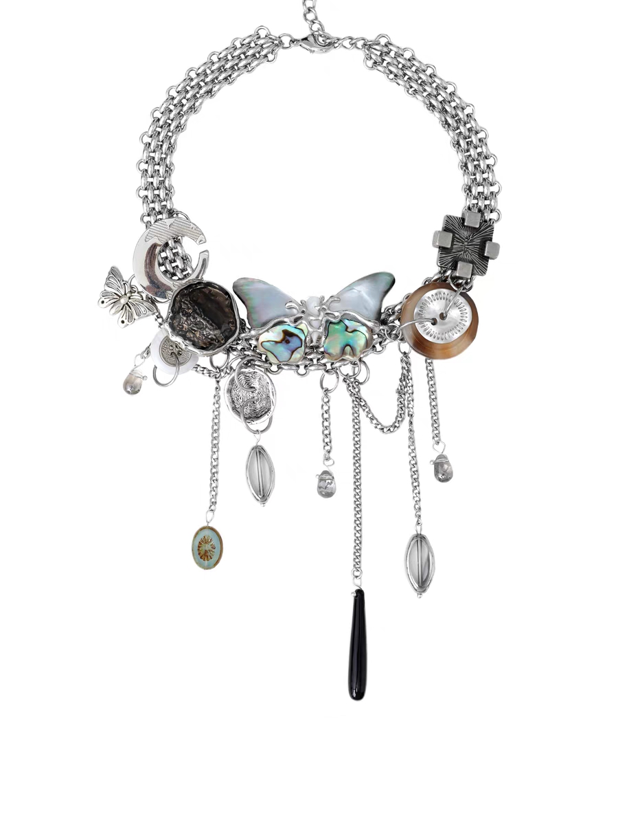 Butterfly Vintage Button Necklace